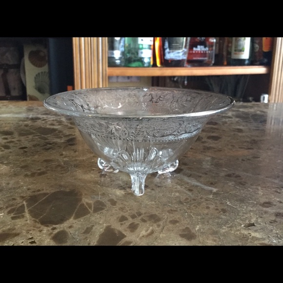 Antique Mid-Century 1950s footed  Candy Glass Dish - Picture 3 of 8